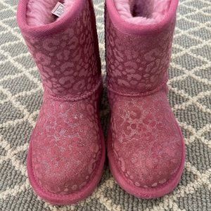 UGG kids pink leopard glitter boots in size 11